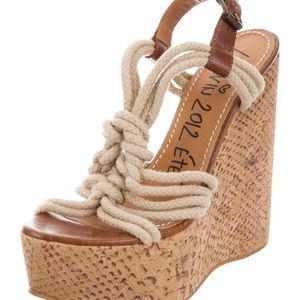Brown leather Lanvin platform sandals